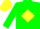 Silk - Green, yellow diamond hoop, yellow cap
