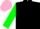 Silk - Black with Green, Green Sleeves, Cute Pink Bow Tie, with Bright Pink Cap