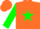 Silk - Orange, green star, green bars on sleeves, orange cap