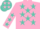 Silk - PINK, turquoise stars, pink