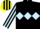 Silk - Black, Light Blue triple diamond, striped sleeves, Black and Yellow striped cap