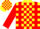 Silk - Yellow, red braces, red blocks on sleeves, yellow ca
