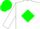 Silk - White, white 'A' on green diamond, green cap