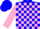 Silk - Blue, pink blocks, pink bars on sleeves, blue cap