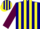 Silk - Navy blue, yellow sunset emblem & stripes, maroon sleeves, yellow cuf