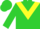 Silk - Lime green, yellow chevron on front, yellow 'SD' on back, ye