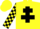 Silk - Yellow, Black Cross of Lorraine, checked sleeves, Yellow cap