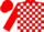 Silk - Red and white blocks, red sleeves, red cap