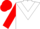 Silk - White, inverted chevron, red bars on sleeves, red cap