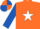 Silk - Orange, White star, Royal Blue sleeves, Orange and Royal Blue quartered cap