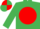 Silk - EMERALD GREEN, red disc, quartered cap