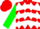 Silk - RED AND WHITE DIAMONDS, White Chevrons on Green Sleeves