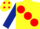 Silk - Yellow, large Red spots, Dark Blue sleeves, Yellow cap, Red spots