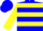 Silk - Blue, Gold Circled 'KR', Yellow Hoops on Sleeves