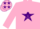 Silk - Hot pink, hot pink 'JG' on purple star, hot pink stars on purple sleeve