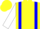 Silk - Yellow, blue braces, blue band on white sleeves, yellow cap