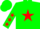 Silk - GREEN, red star, red stars on sleeves, green cap