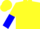 Silk - YELLOW, blue circled 'C', yellow & blue vertical halved sleeves, ye
