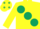 Silk - YELLOW, large dark green spots, yellow cap, emerald green spots