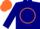 Silk - Navy blue, blue 'CR' in orange circle, orange cap
