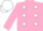 Silk - Pink, white spots, white band on sleeves, white cap