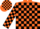 Silk - Orange and black quarters, black blocks on orang