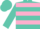 Silk - Turquoise, pink hoops, turquoise and pink 'CM' on black b