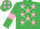 Silk - Emerald Green, Pink stars, armlets and stars on cap