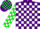 Silk - Purple, green and white blocks, purple and green band on white