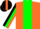 Silk - Orange, Black 'THE FUNNY FARM' and Horse Head Emblem, Green Stripe on