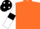 Silk - Orange, white sleeves, black armlets, black cap, white spots