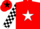 Silk - Red, White star, Black and White check sleeves, Red cap, Black star