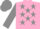 Silk - Pink, grey stars, sleeves and cap