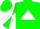 Silk - Green, white triangle, green and white diagonally quartered sleeves, green cap