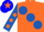 Silk - ORANGE,large royal blue spots,royal blue slvs,orange spots,blue cap,orange star