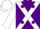 Silk - Purple, White cross belts, Purple spots On White Sleeves, Purple and White cap