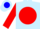 Silk - Light Blue, Blue 'M' on Red disc, Blue Band on Red Sle