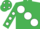 Silk - EMERALD GREEN, large white spots, white spots on sleeves, emerald green cap, white spots