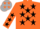 Silk - Orange, Silver Framed Black Stars