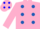 Silk - Hot Pink, Royal Blue spots, Pink Sleeves, Pink Cap, Blue spots