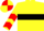 Silk - Yellow, Black hoop, Yellow and Red chevrons on sleeves, quartered cap