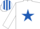 Silk - WHITE, royal blue star, striped cap