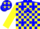 Silk - Blue and yellow blocks, blue stars on blue and yellow sleeves