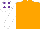 Silk - Orange, White sleeves, White cap, Purple spots