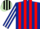 Silk - Dark Blue and Red stripes, Dark Blue and White striped sleeves, Black and Light Green striped cap
