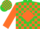 Silk - Lime Green, Orange Diamond, Orange Blocks on Sleeves, Lime Gr