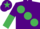 Silk - Purple, large Emerald Green spots, halved sleeves, Purple cap, Emerald Green star