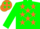 Silk - Green, Orange Stars, Orange Stars on Green Sleeves, Gree
