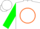 Silk - White, Green 'X' In Orange Circle, Orange Rings and Green X on Sleeves, White