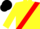 Silk - Yellow and black diagonal halves, red sash, yellow sleeves, yellow and black cap
